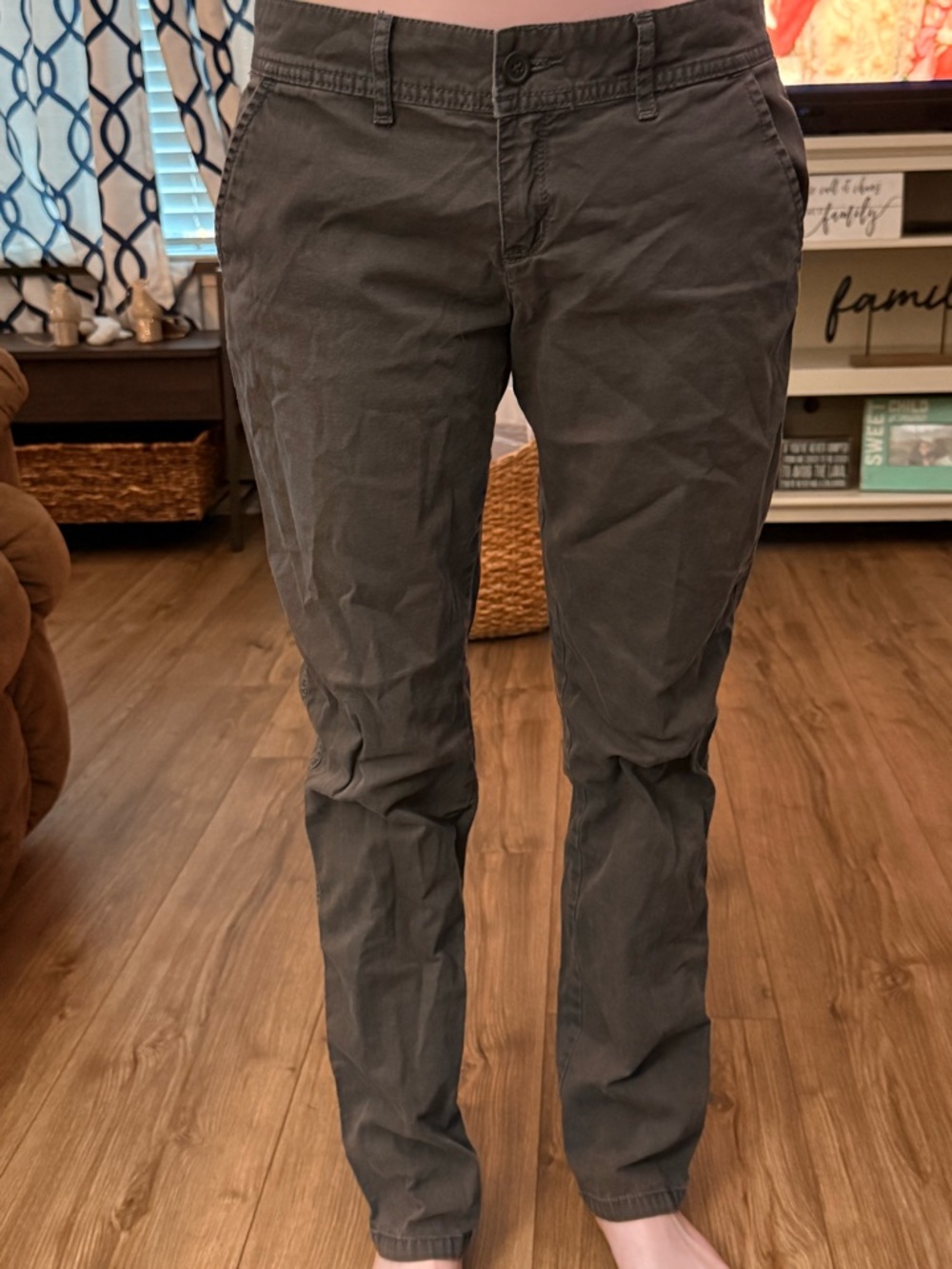Womens Slim Straight Chino Pants - Gray